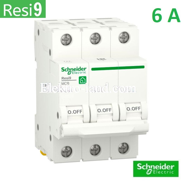 Автоматический выключатель 3Р 6А, C, 6кА, Schneider Electric RESI9 (R9F12306)